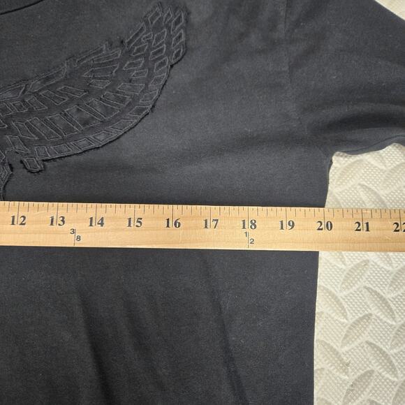 Zadig & Voltaire Long Sleeve Tee Axy Lace Black Embroidered Eagle Womens Medium - Picture 7 of 8